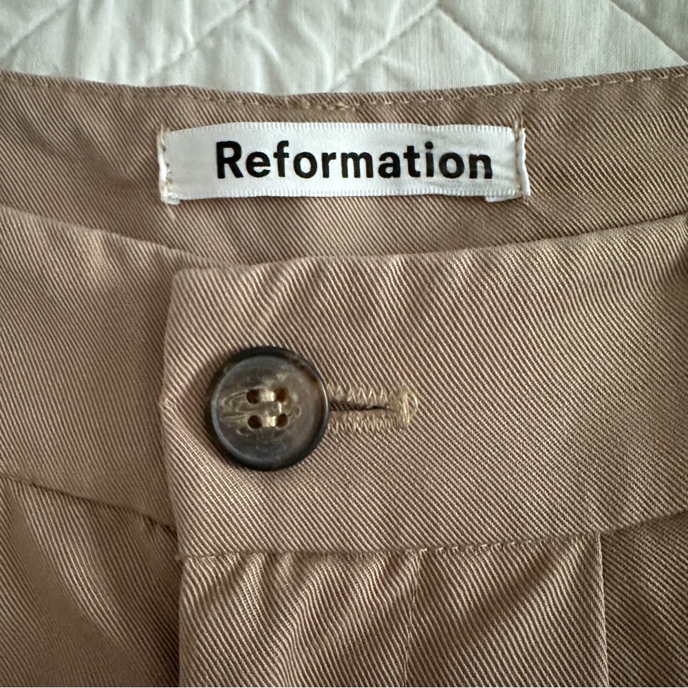 Reformation Mason High-Waist Wide-Leg Trouser Pant Khaki Women’s 2 - Picture 8 of 12